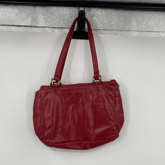 Vintage SAS Purse Shoulder Handbag Womens OS Red Genuine Leather Zip Pockets - Picture 4 of 11